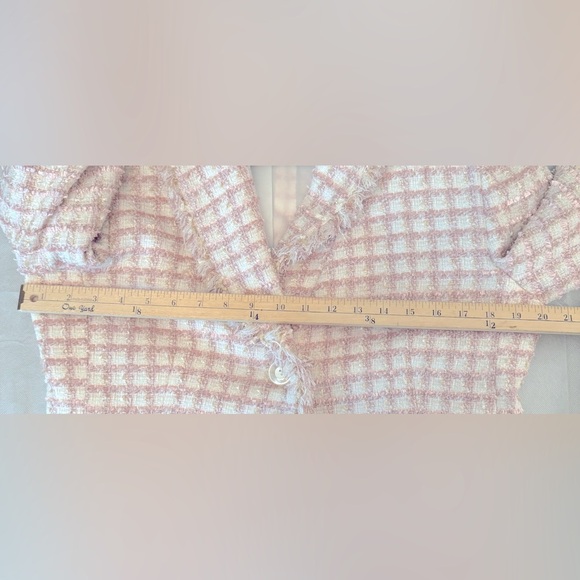 Vintage Bob Mackie Studio Striped Tweed Pink and off white Blazer Jacket Sz 10 - Picture 7 of 10